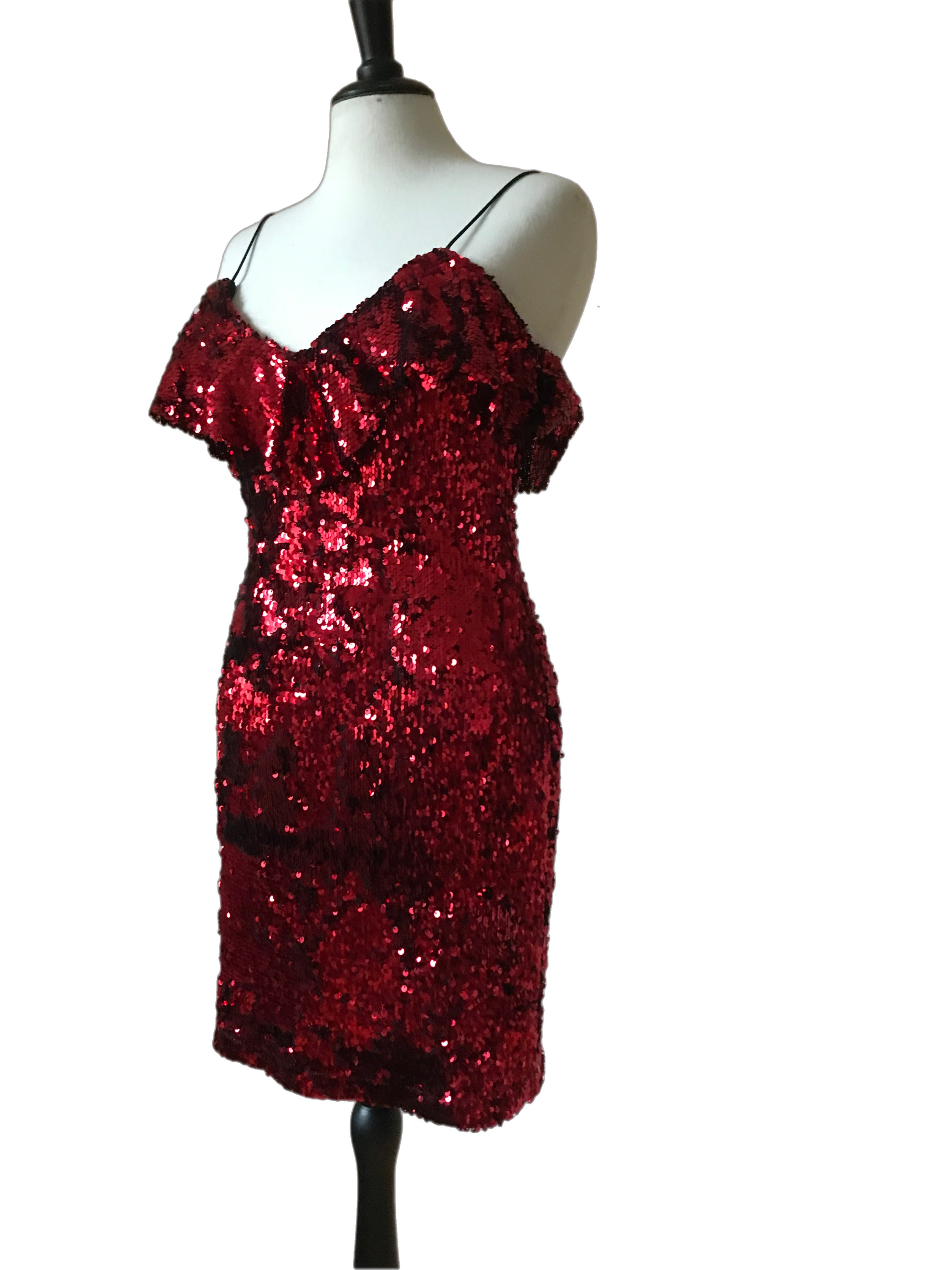 Red sequin christmas party dress – insolito-vintage