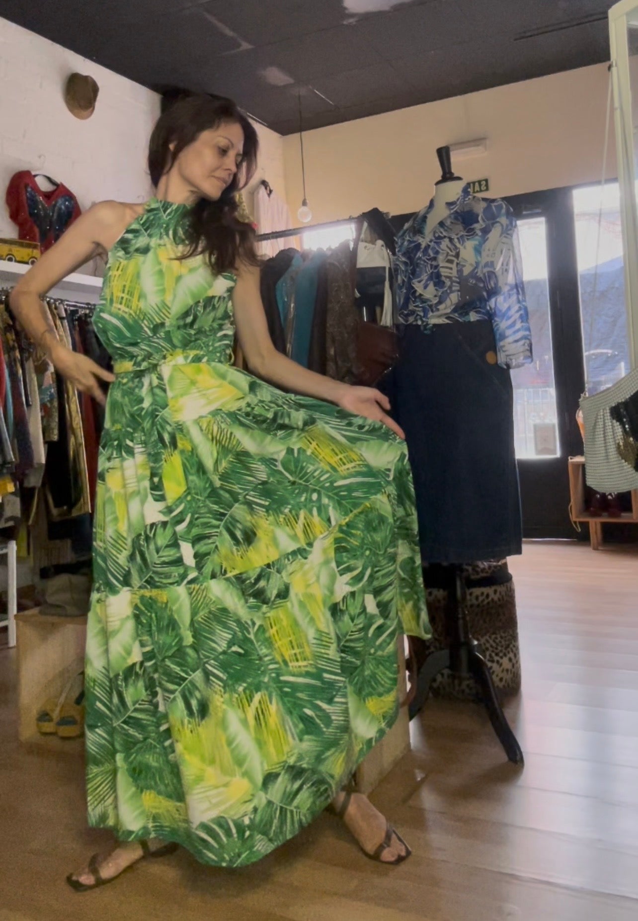 Long belted summer dress