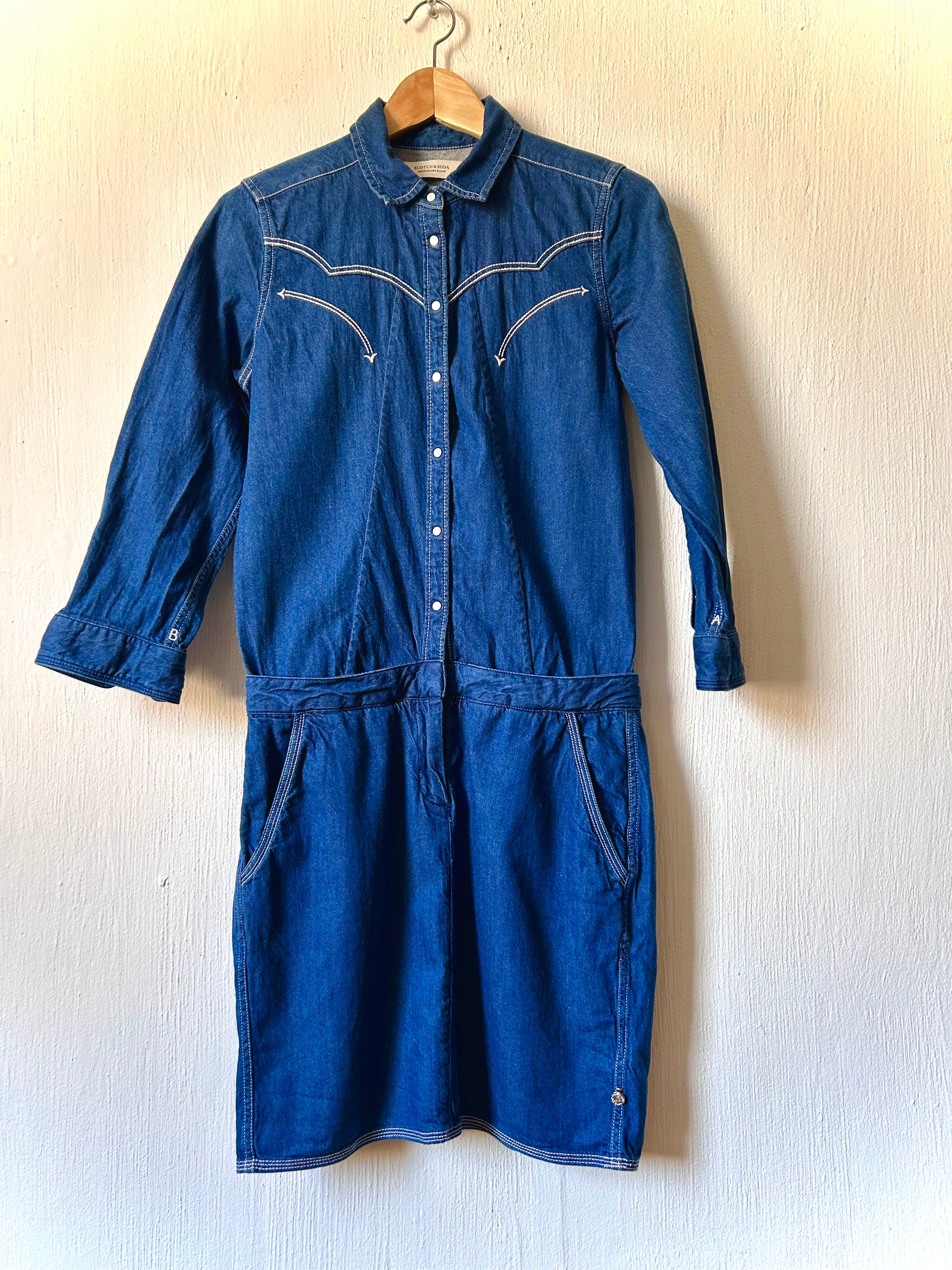 scotch and soda denim dress Scotch & Soda A-line Denim Long Sleeve Dress Blue 16 Years Girl