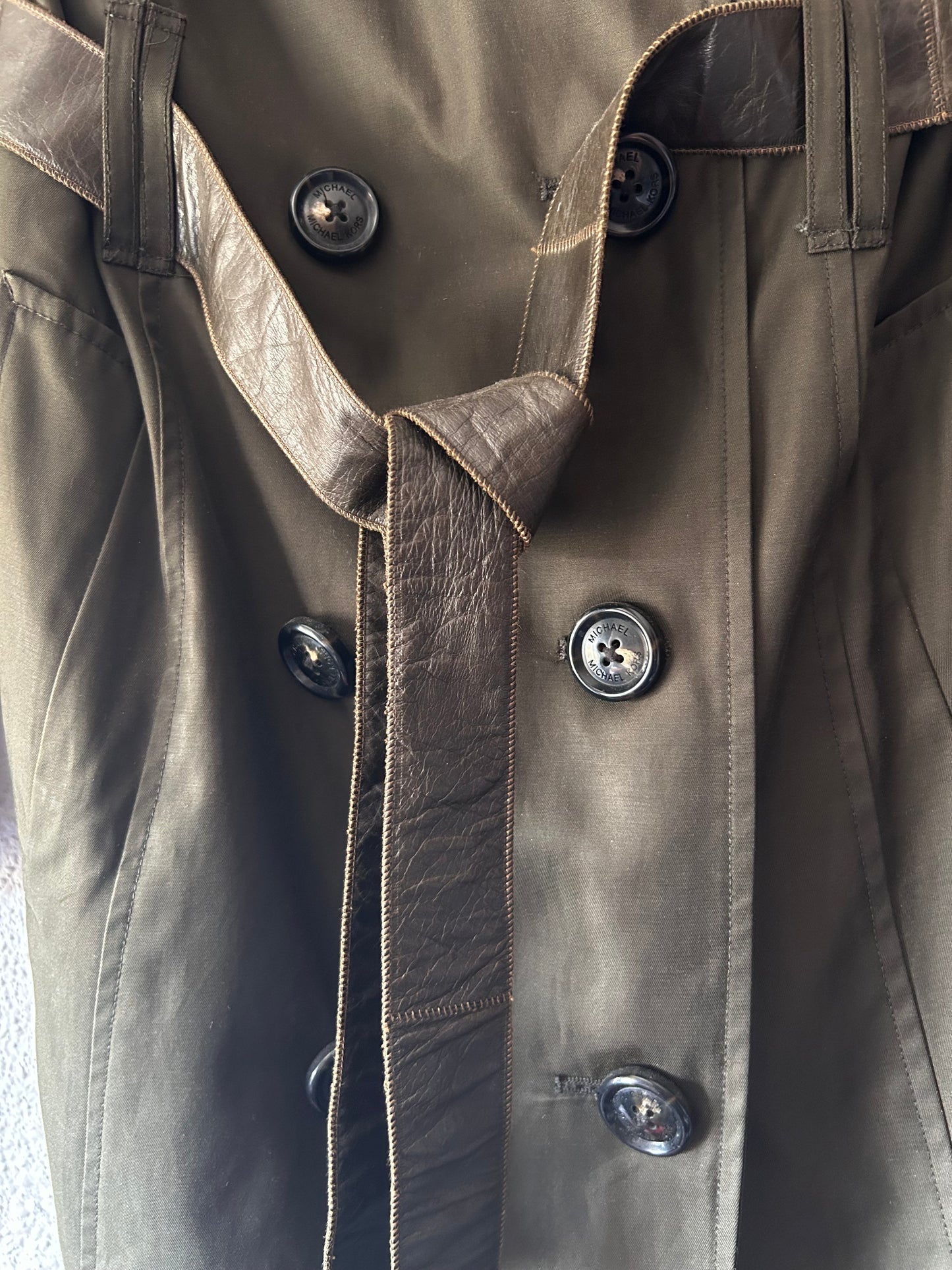 MICHAEL Michael Kors Olive Green Trench Coat – Size S
