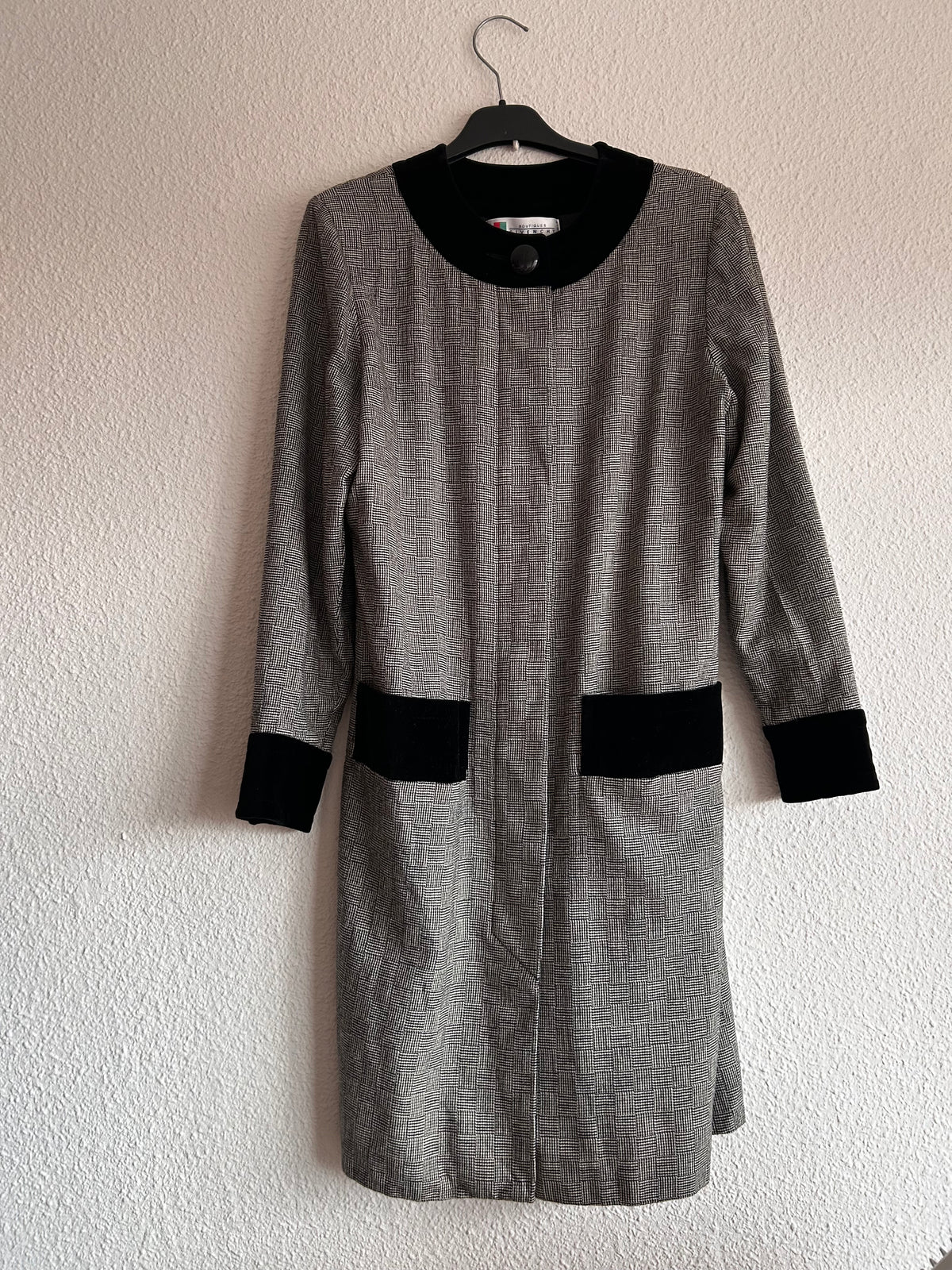 Vintage Givenchy Paris Houndstooth wool Midi Dress