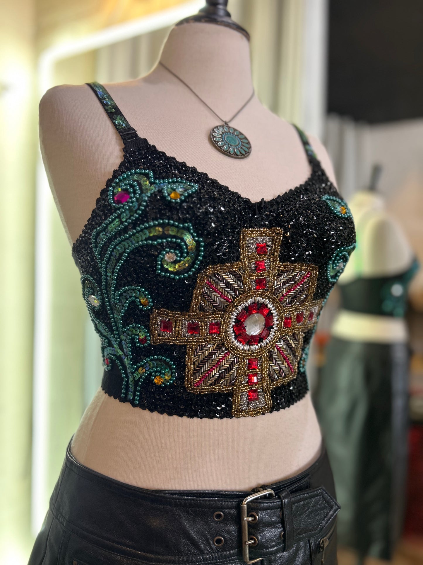 Embellished bustier/ crop top