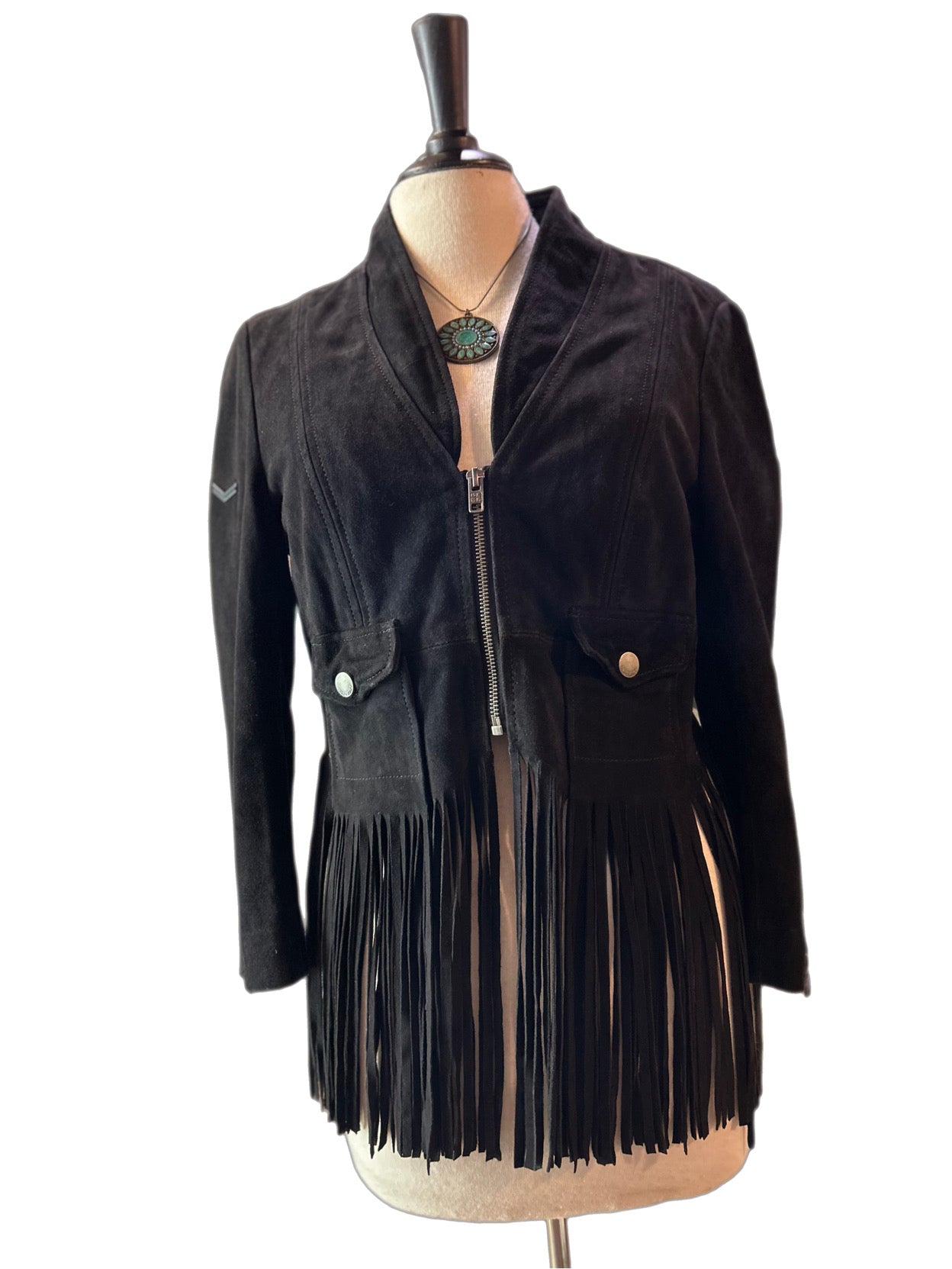 Superdry suede fringe crop (S)