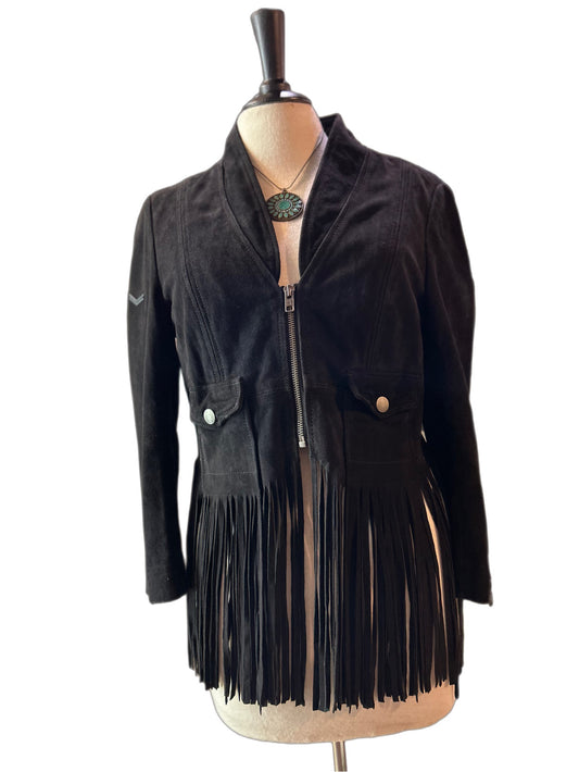 Superdry suede fringe crop (S)