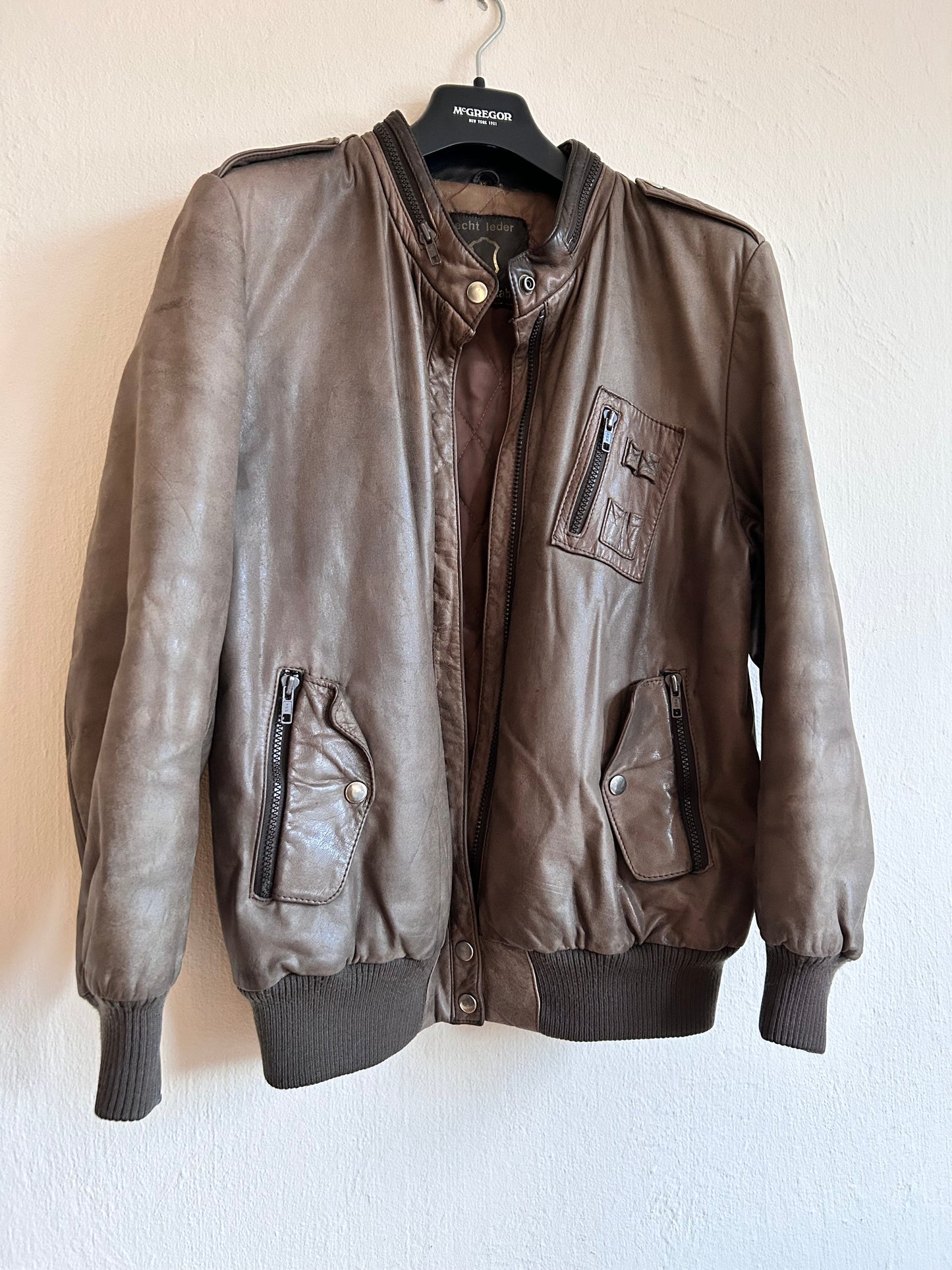 80s leather flight bomber jacket