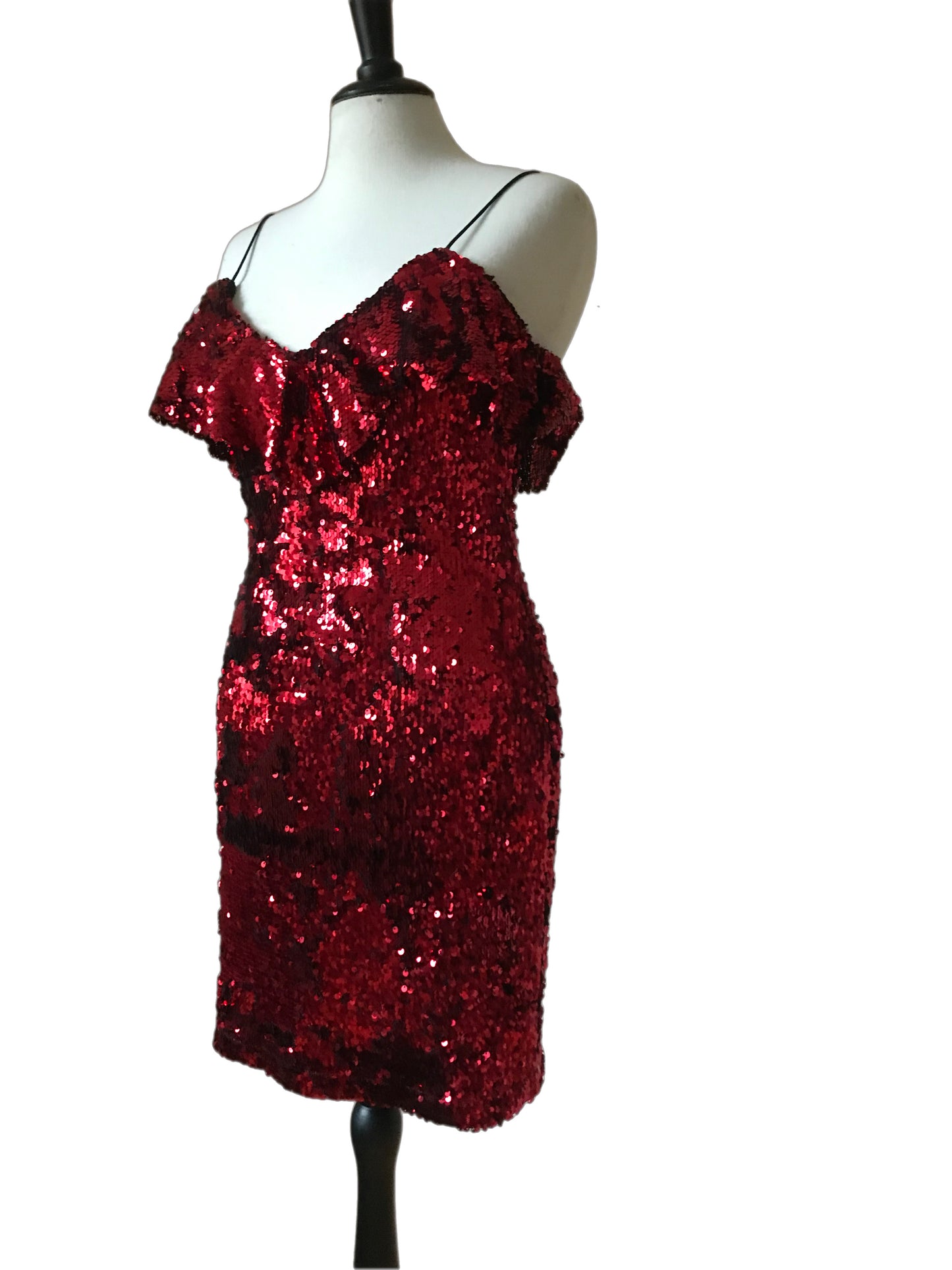 Red sequin christmas party dress