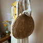 Flower embroidered straw bag