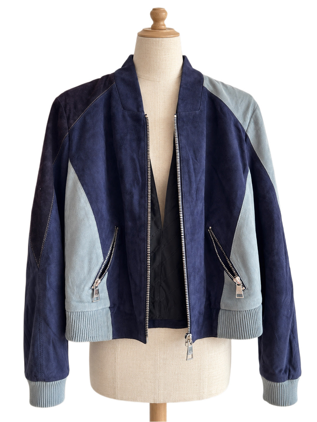 Karl Lagerfeld Colorblock Suede Bomber Jacket - EU 34 / FR 36 / IT 40⁠
