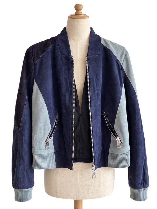 Karl Lagerfeld Colorblock Suede Bomber Jacket - EU 34 / FR 36 / IT 40⁠