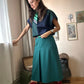 Single front pleat vintage midi skirt (S)