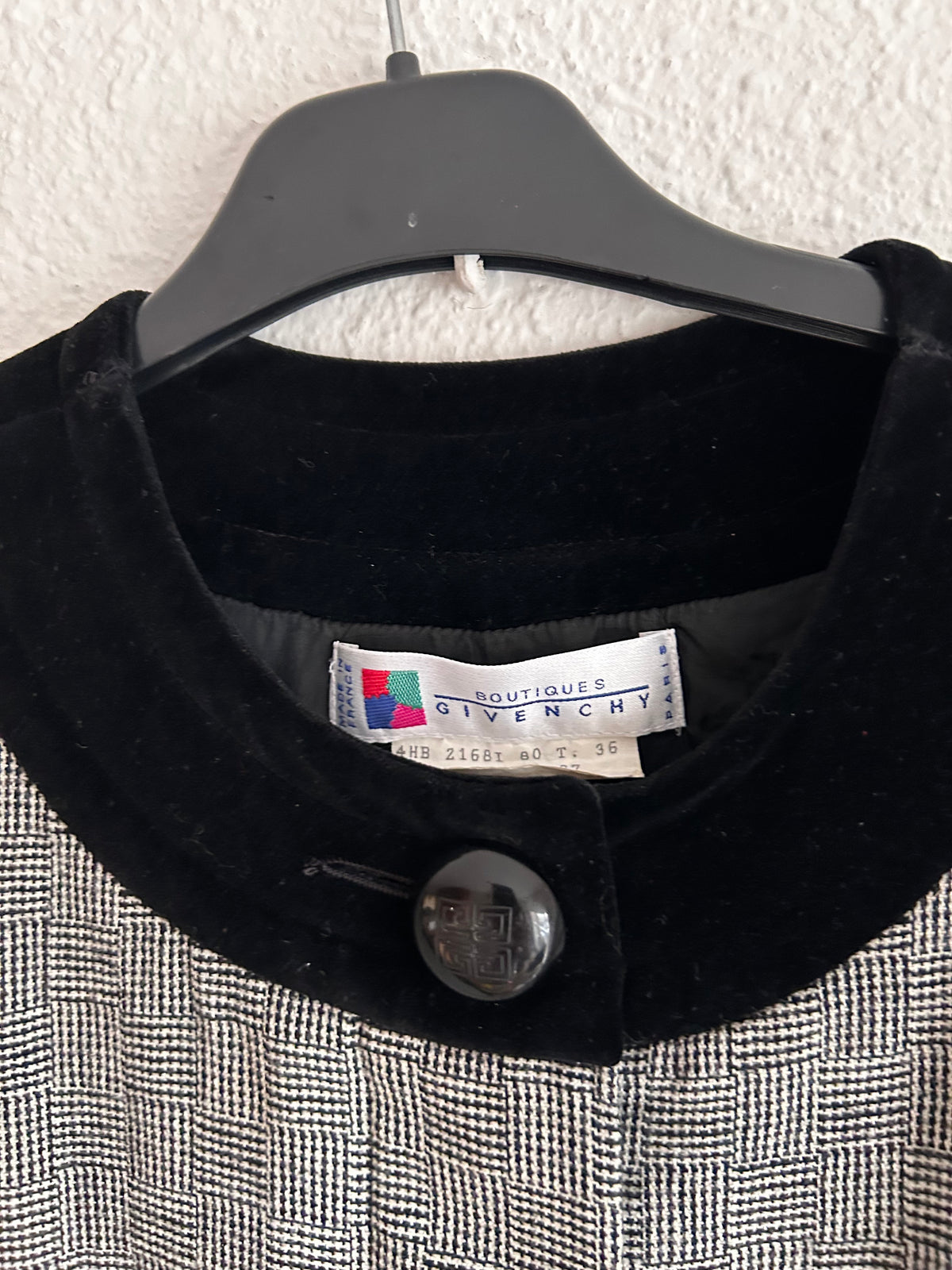 Vintage Givenchy Paris Houndstooth wool Midi Dress