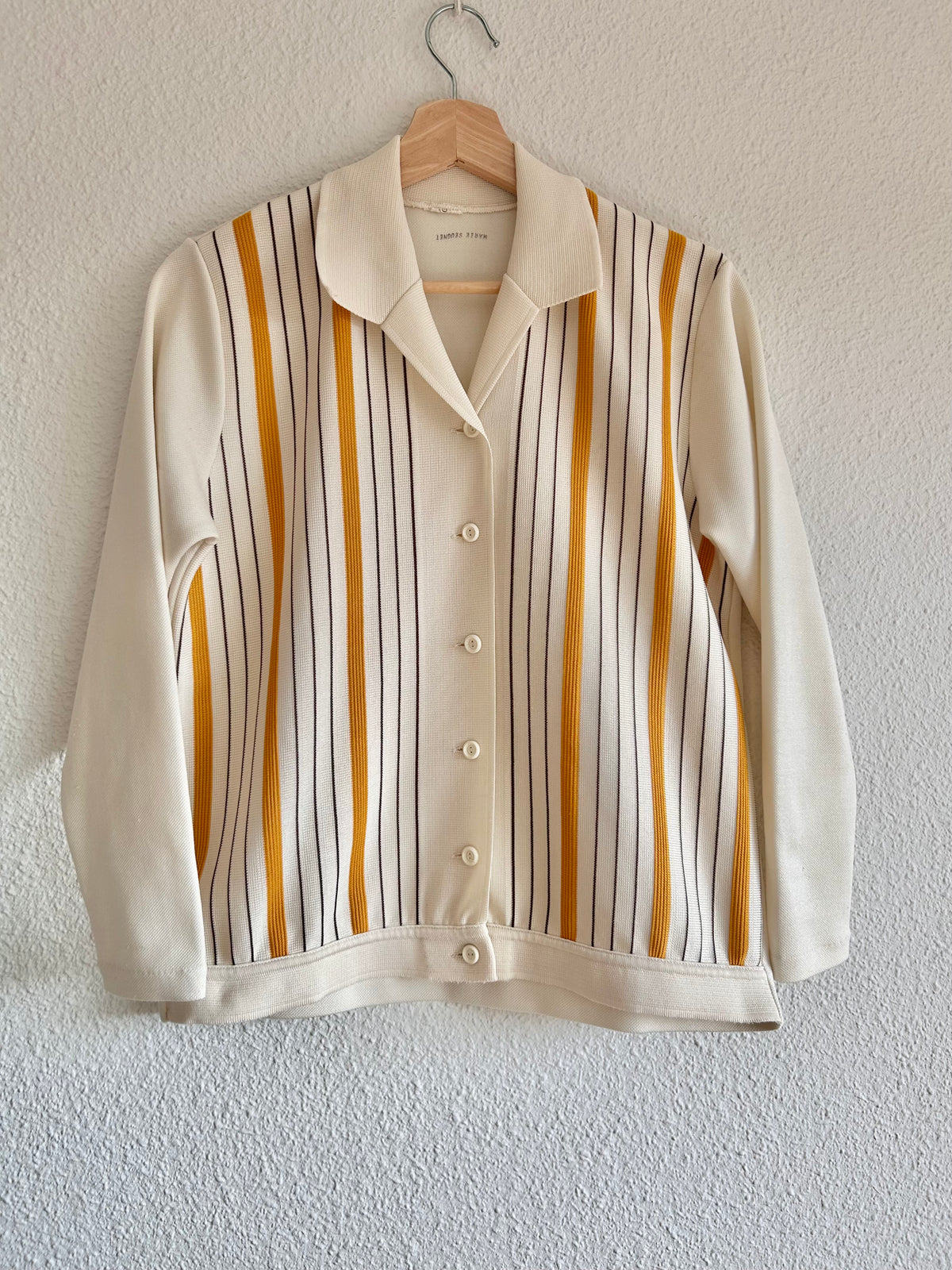 Vintage French Marie Seugnet Striped Knit Jacket / Cardigan (M)
