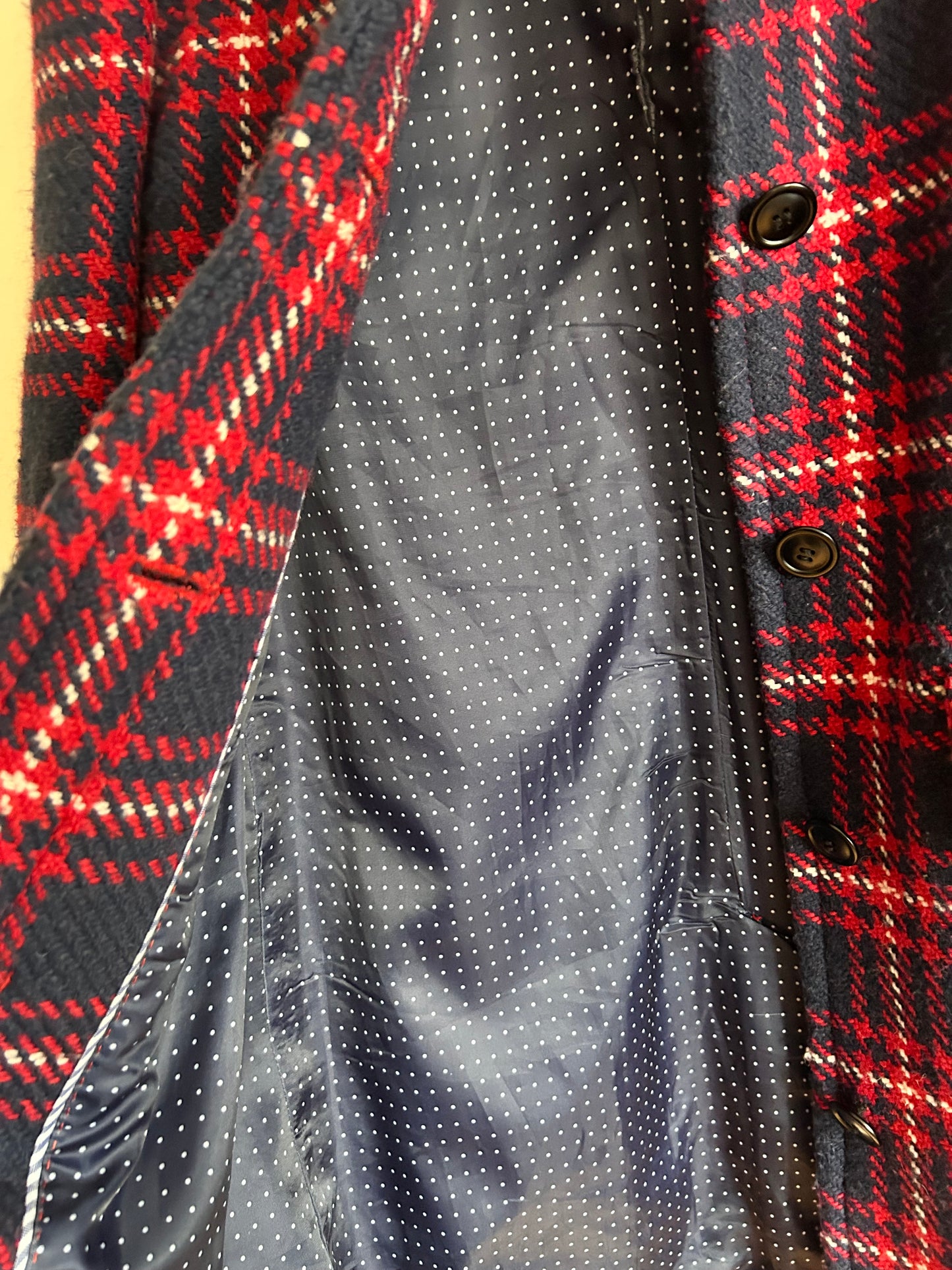 Checkered wool winter coat