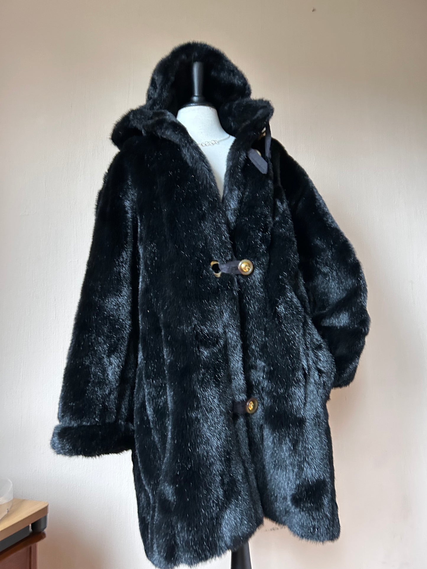 Faux fur hoodie coat L/XL