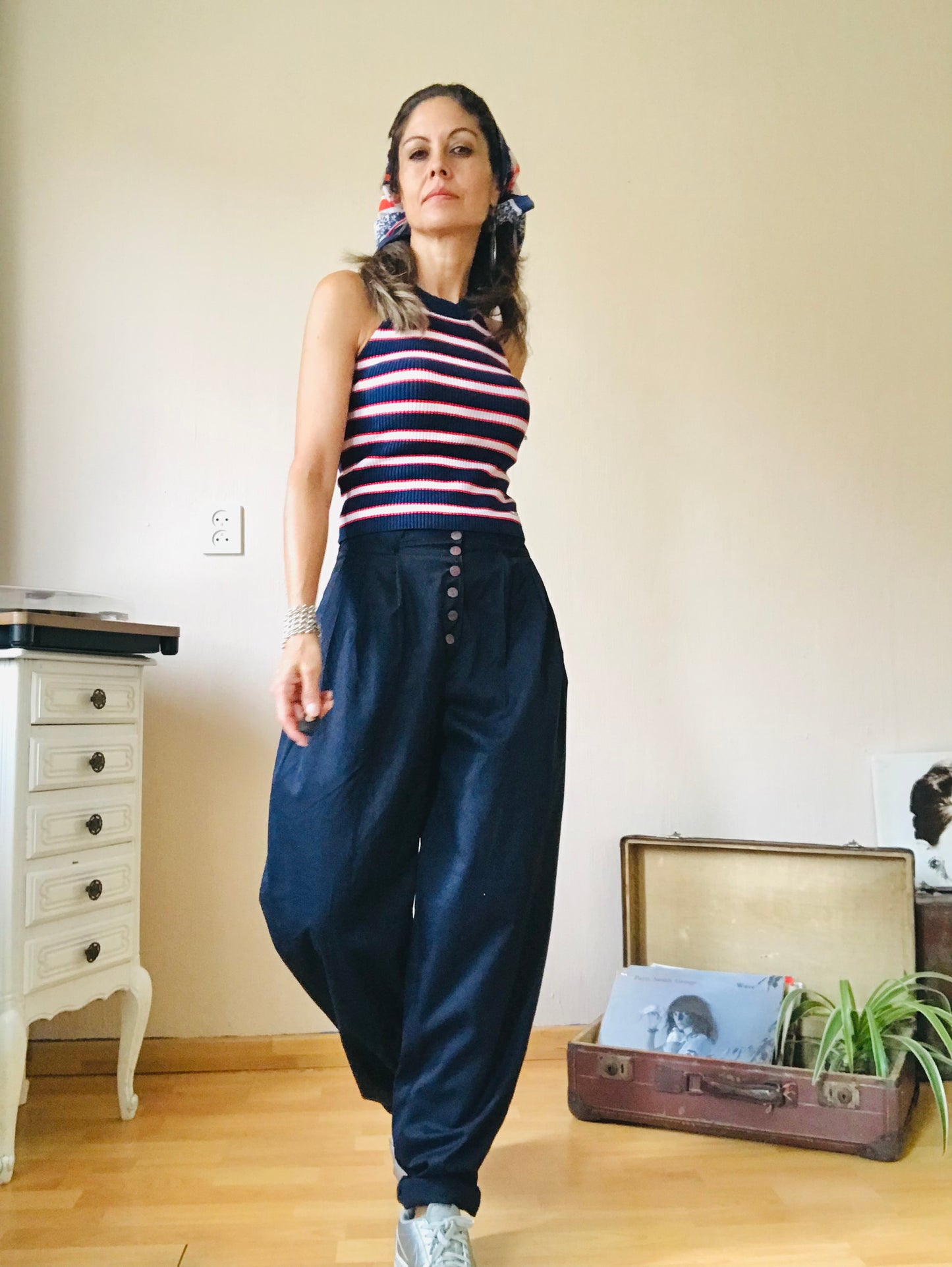 High waist pleated pants