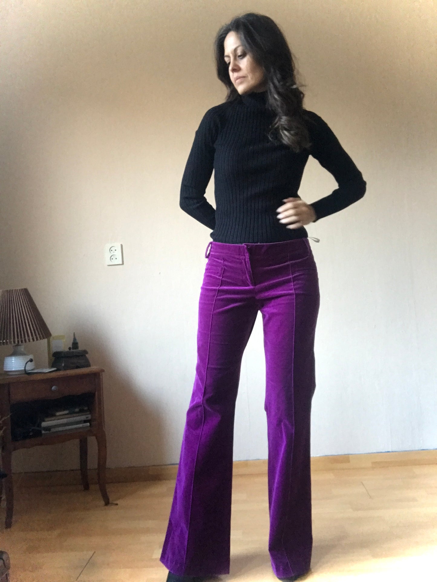 Purple velvet pants (L)