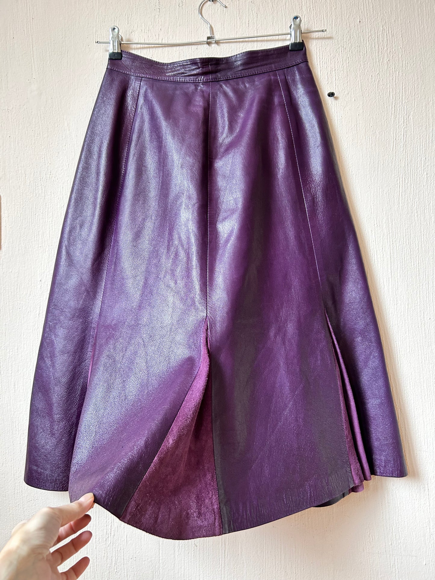 Purple leather vintage skirt