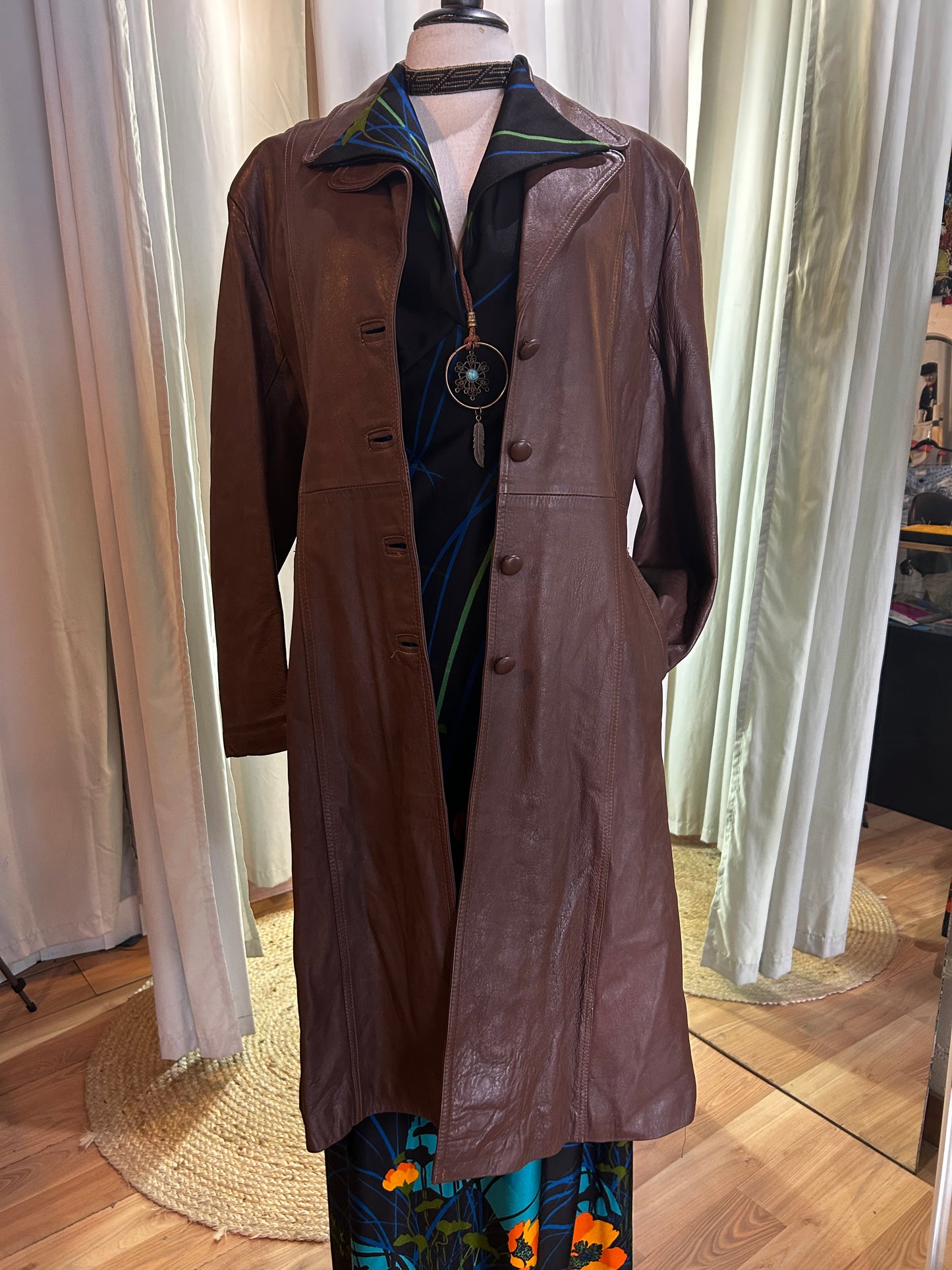 70s leather trench coat