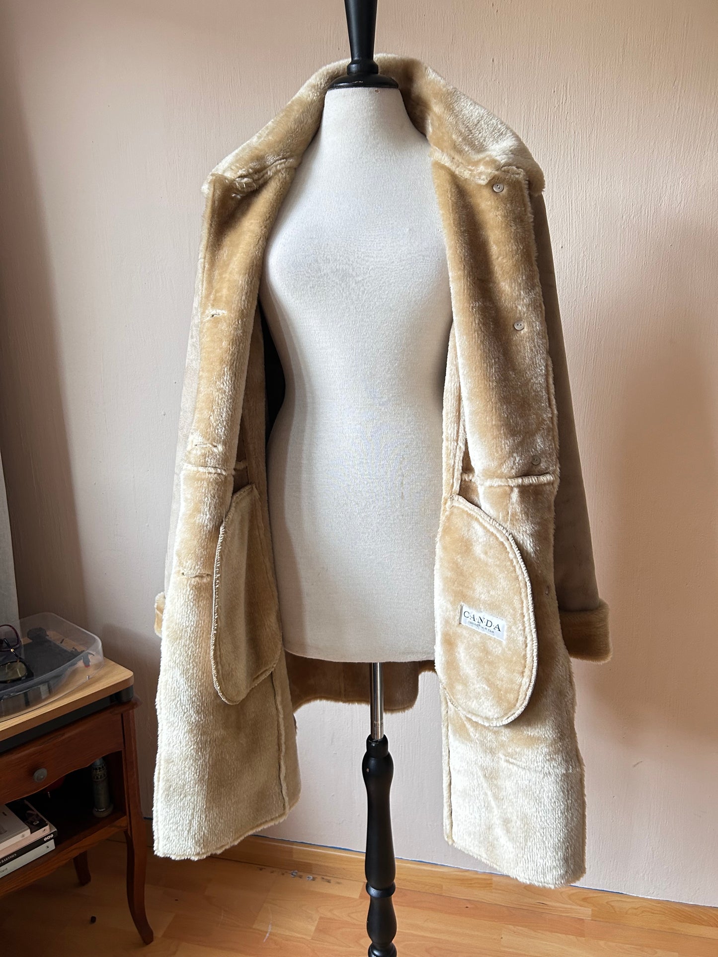 Faux suede teddy coat