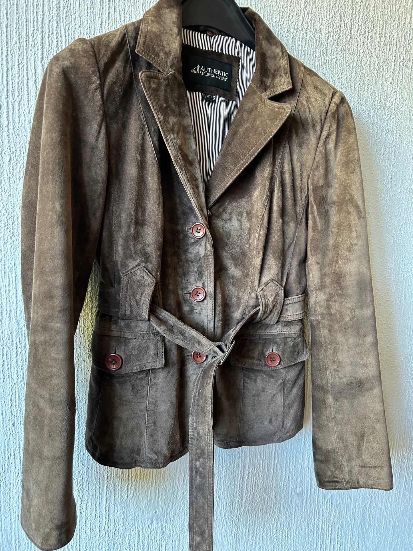 Belted suede jacket