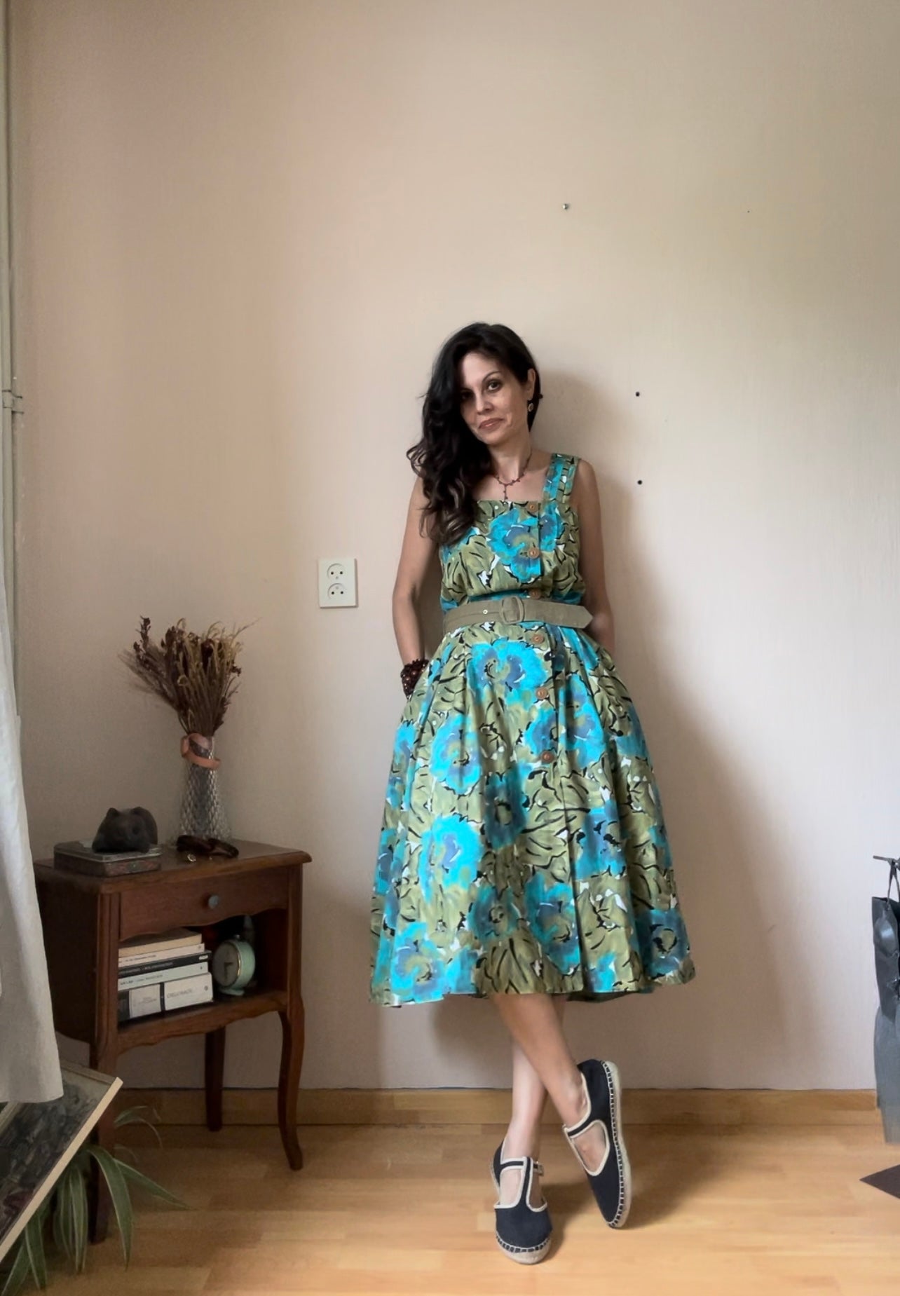 Belted vintage summer dress