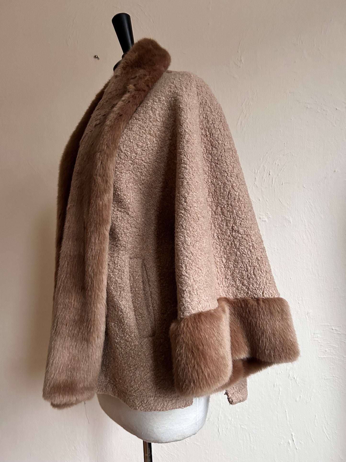 Faux fur & wool coat