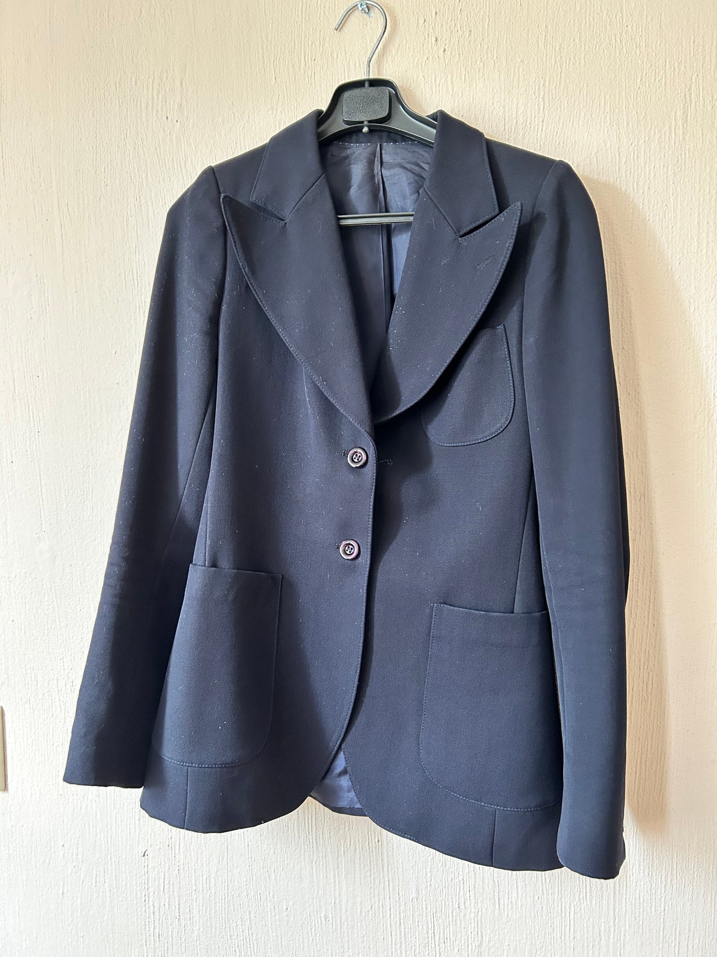 Vintage 1970s French Tailored Worsted Wool Blazer