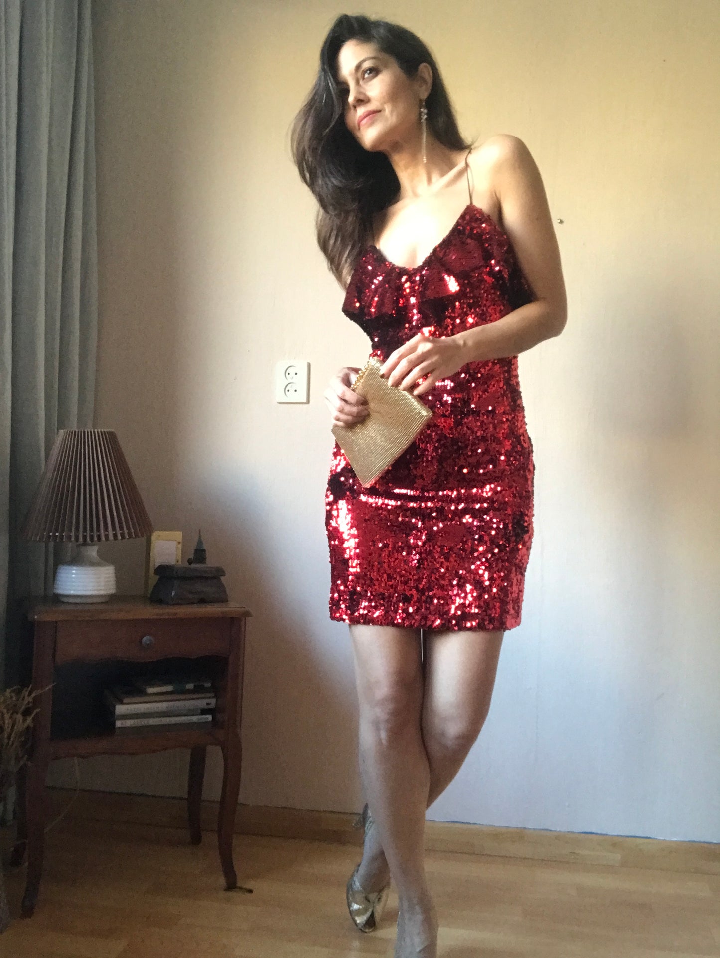 Red sequin christmas party dress