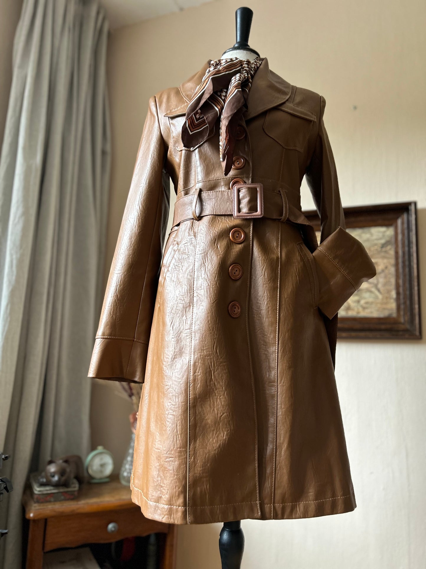 70s vintage belted trench coat