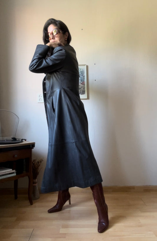 Vintage maxi leather coat