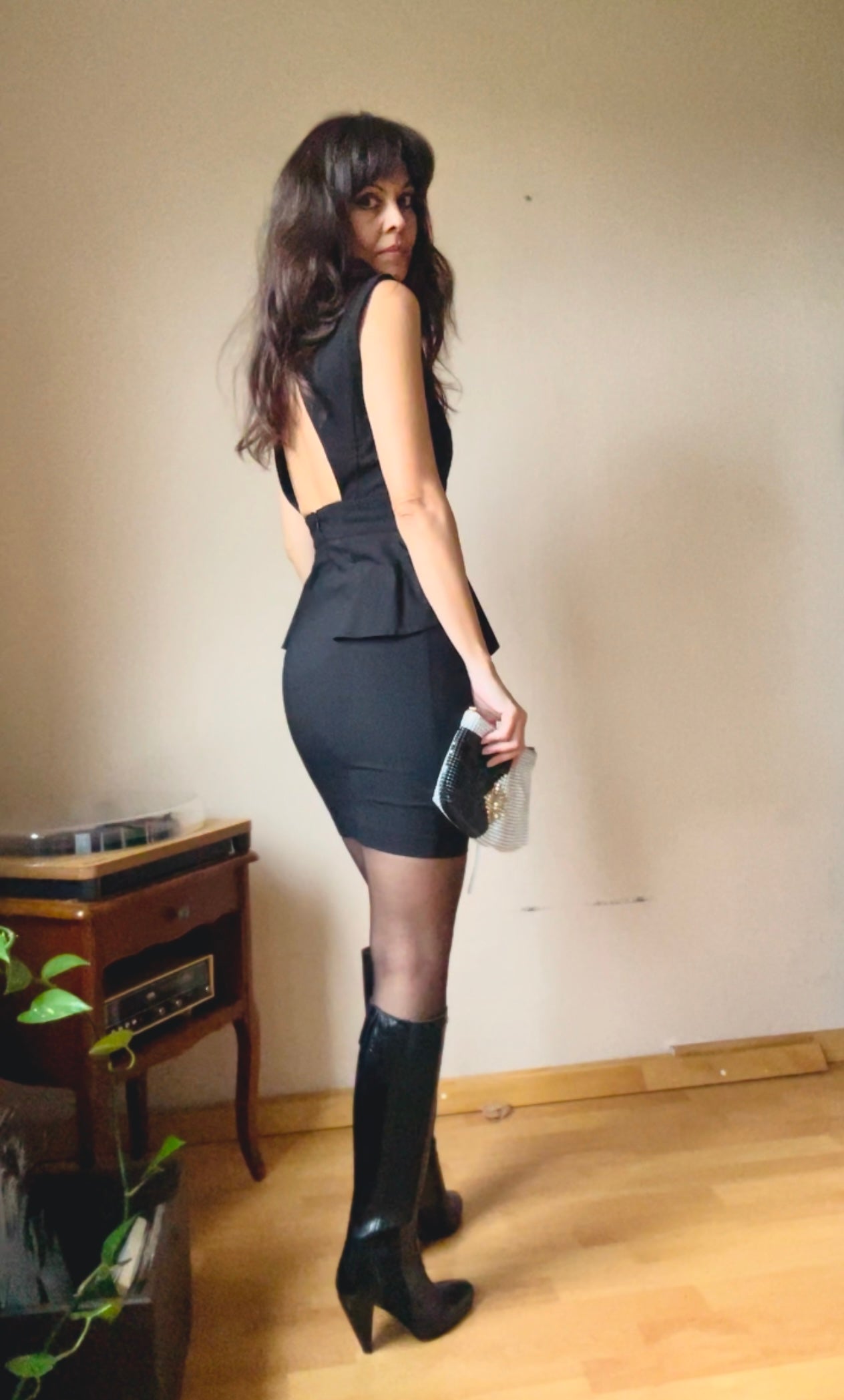 Open back little black dress