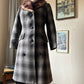 Checkered gabardine winter coat (S)