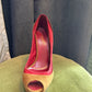 Gucci Tricolor Suede Peep-Toe Platform Pumps - Size 37.5 C⁠