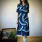 70s retro print midi dress