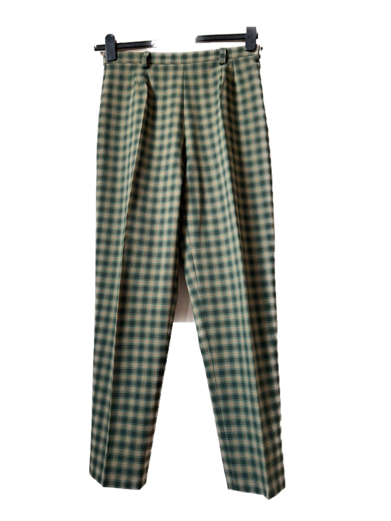 Pleated high waist plaid trousers