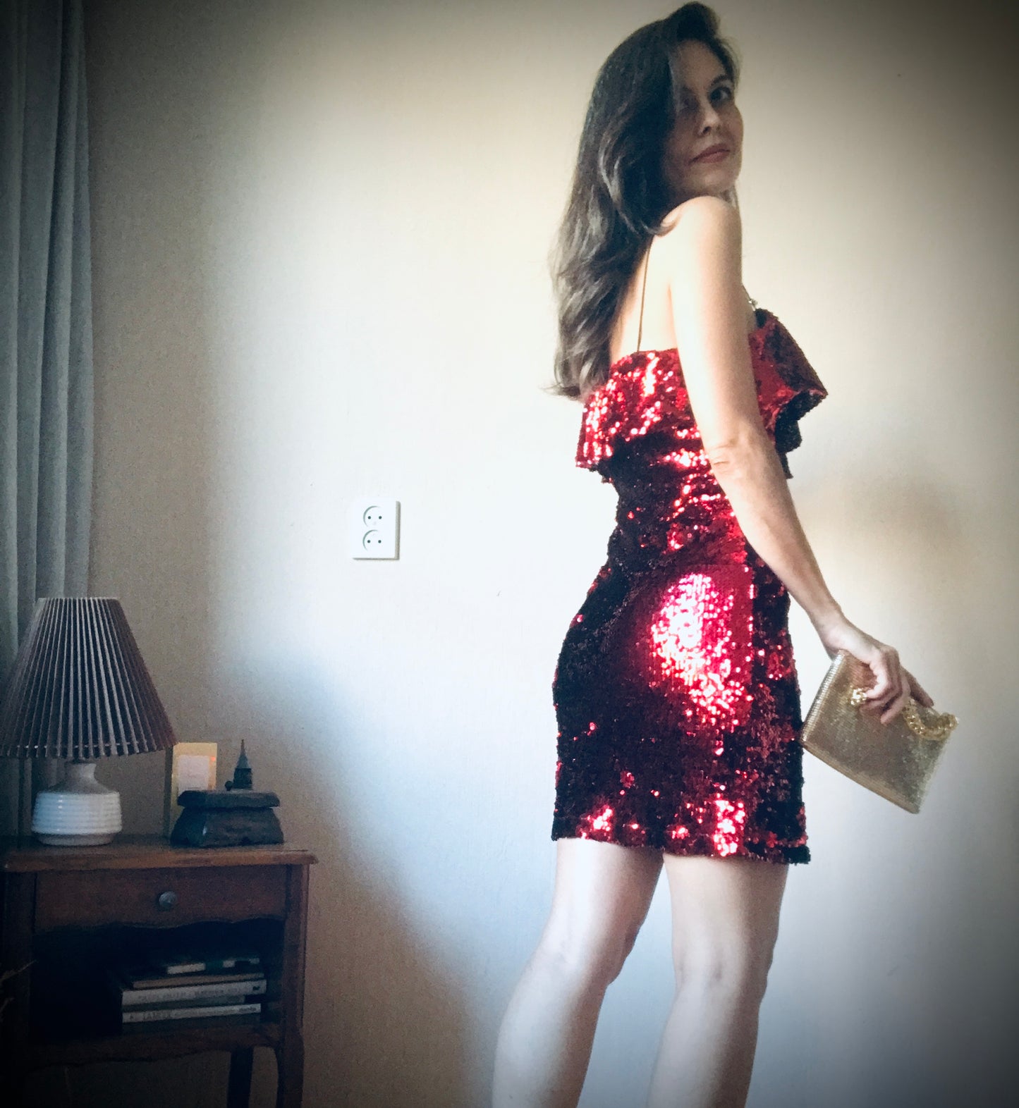 Red sequin christmas party dress