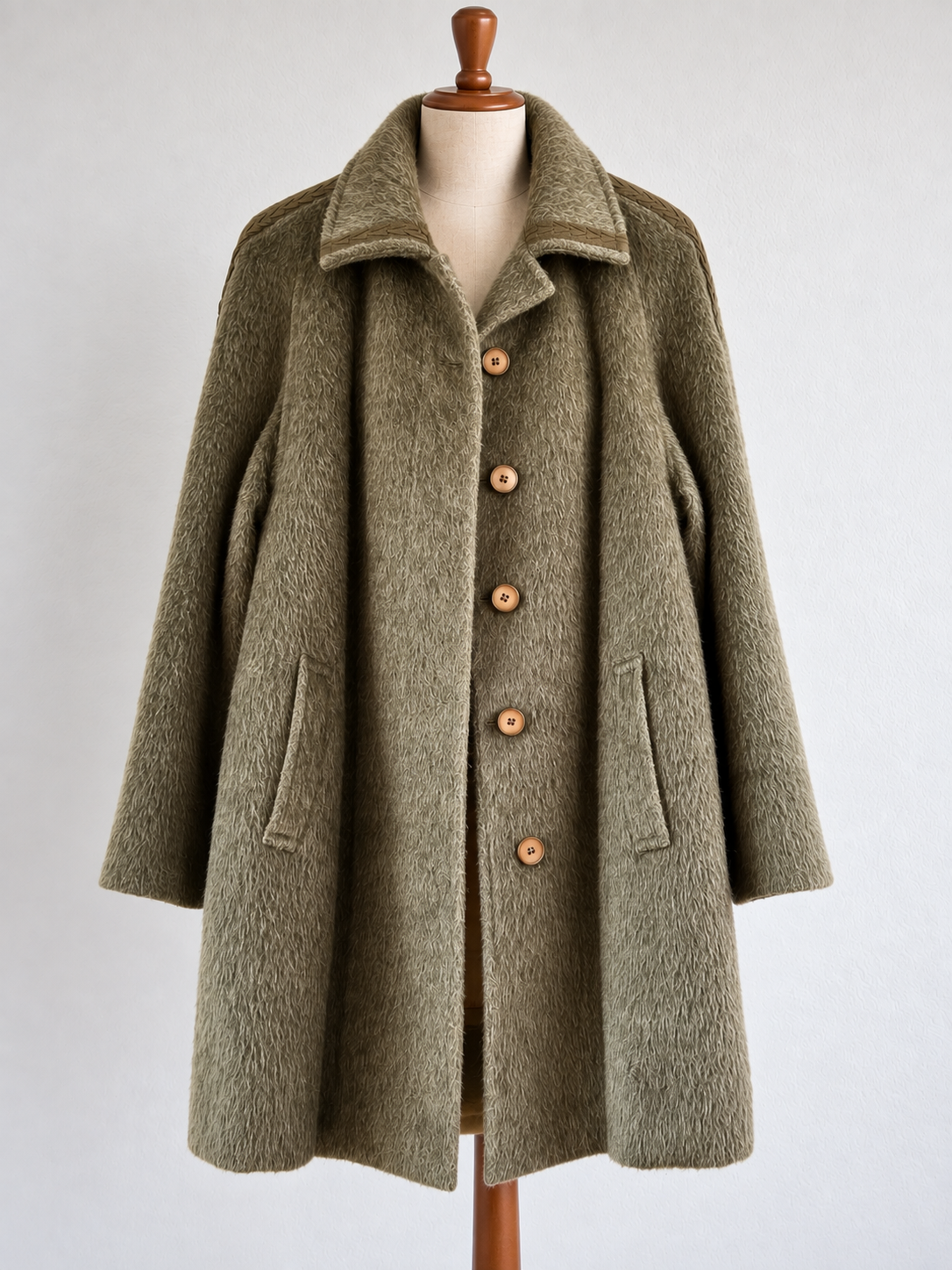 Luis Quesada Vintage 100% Llama Hair Coat by Sannwald – Sage / Olive Green L/XL