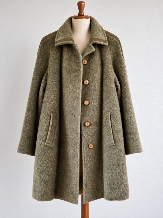 Luis Quesada Vintage 100% Llama Hair Coat by Sannwald – Sage / Olive Green L/XL