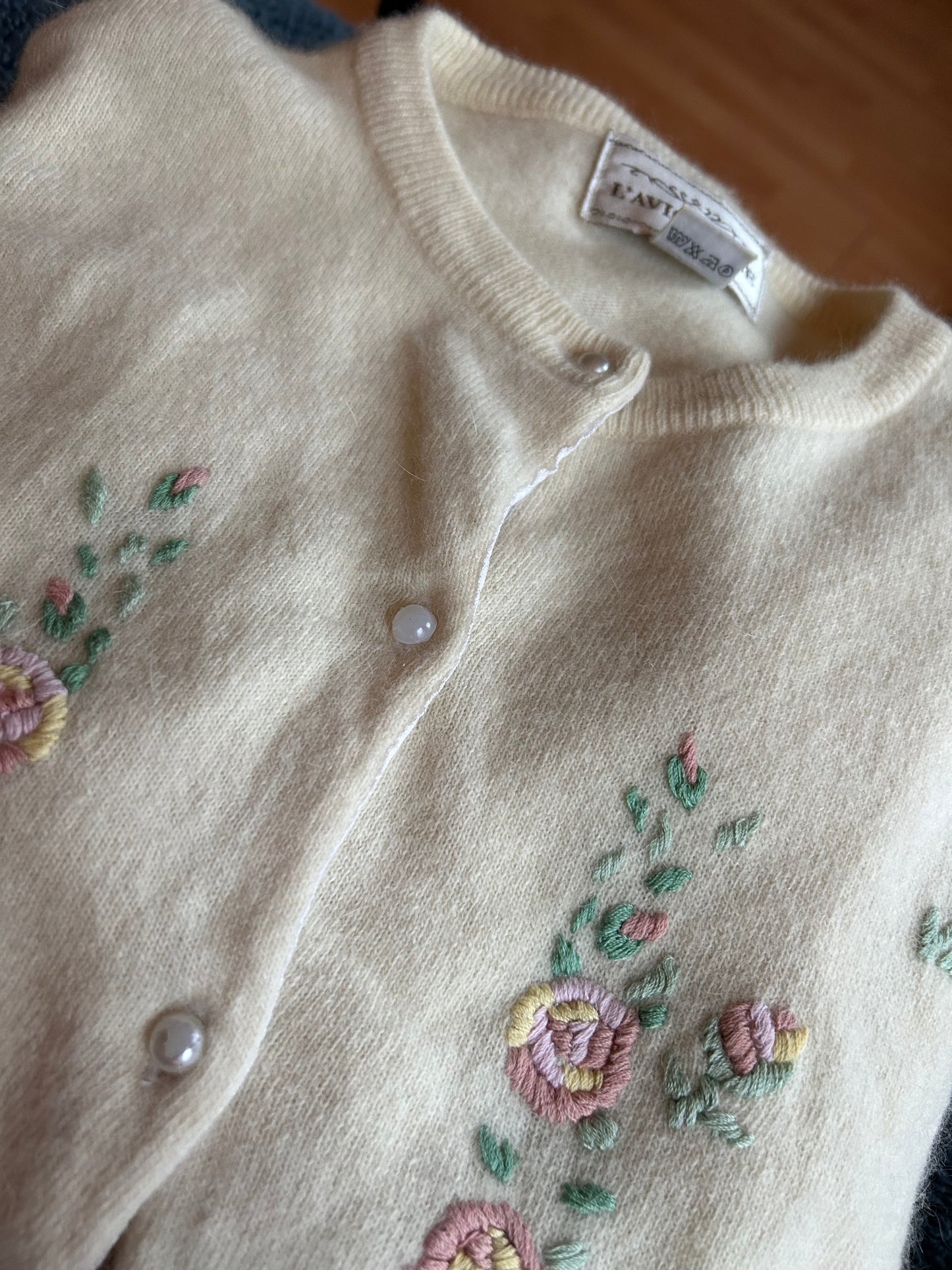 Embroidered wool cardigan