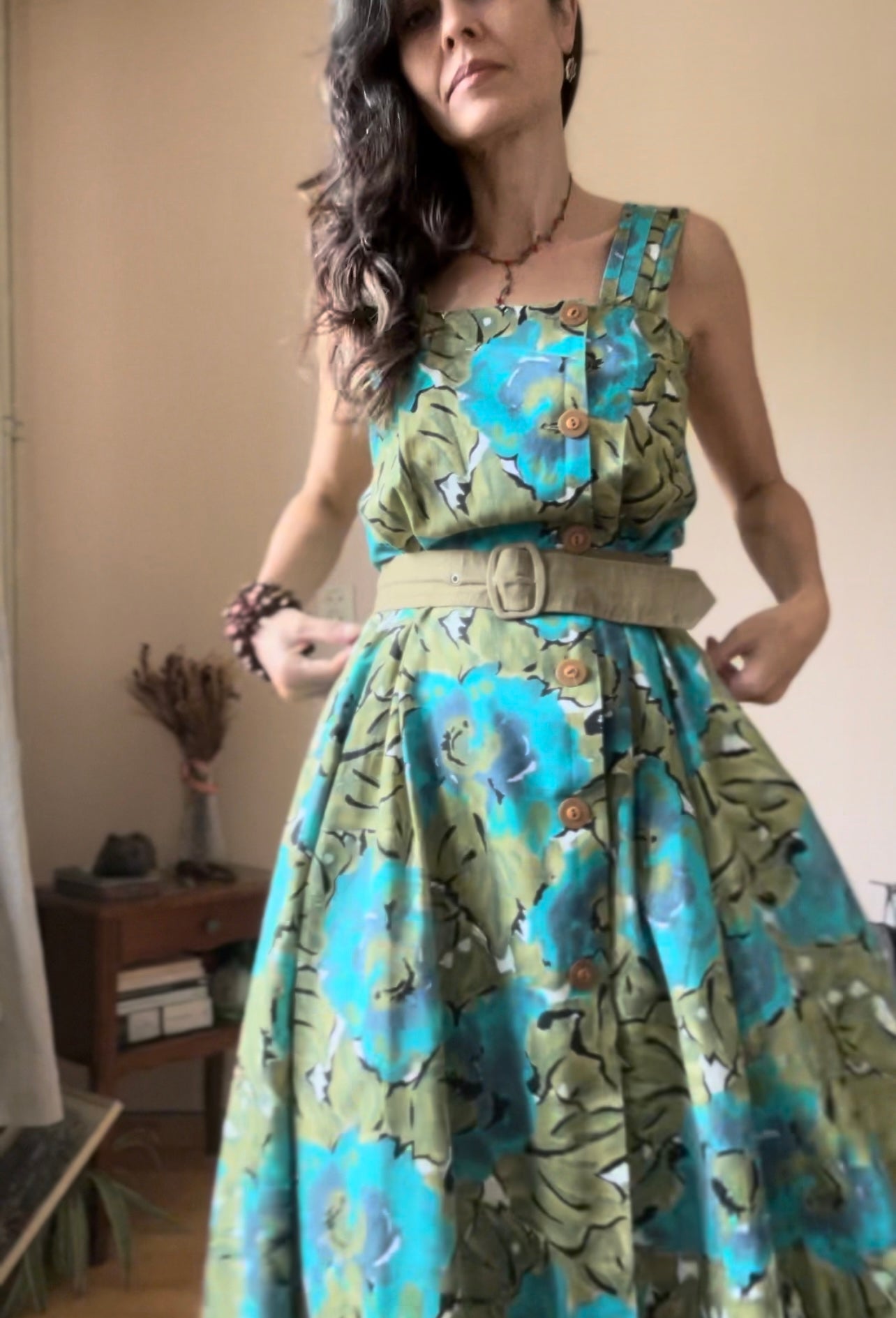 Belted vintage summer dress