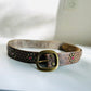 Metal embroidered solid leather belt