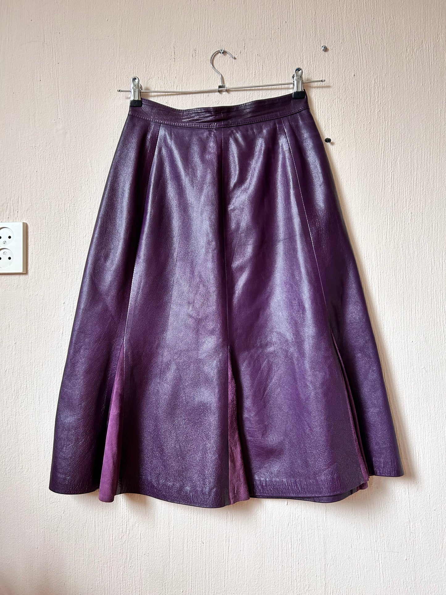 Purple leather vintage skirt