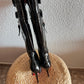 Tucino Black Patent Leather Knee-High Stiletto Buckle Boots – Size 37