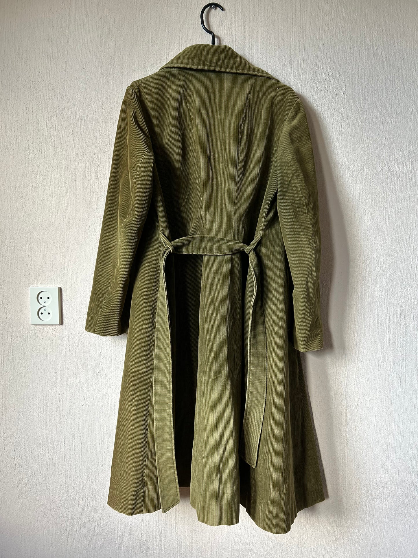 Maxi corduroy belted trench coat