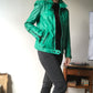 Green leather biker