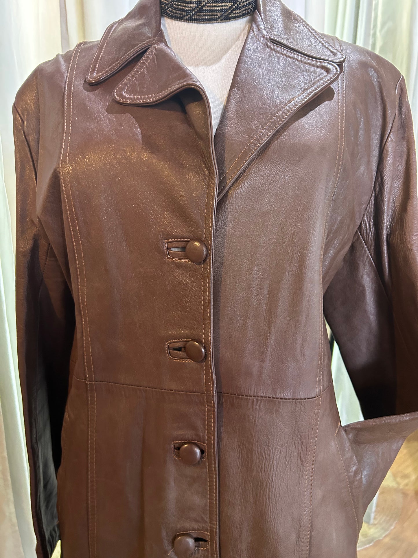 70s leather trench coat