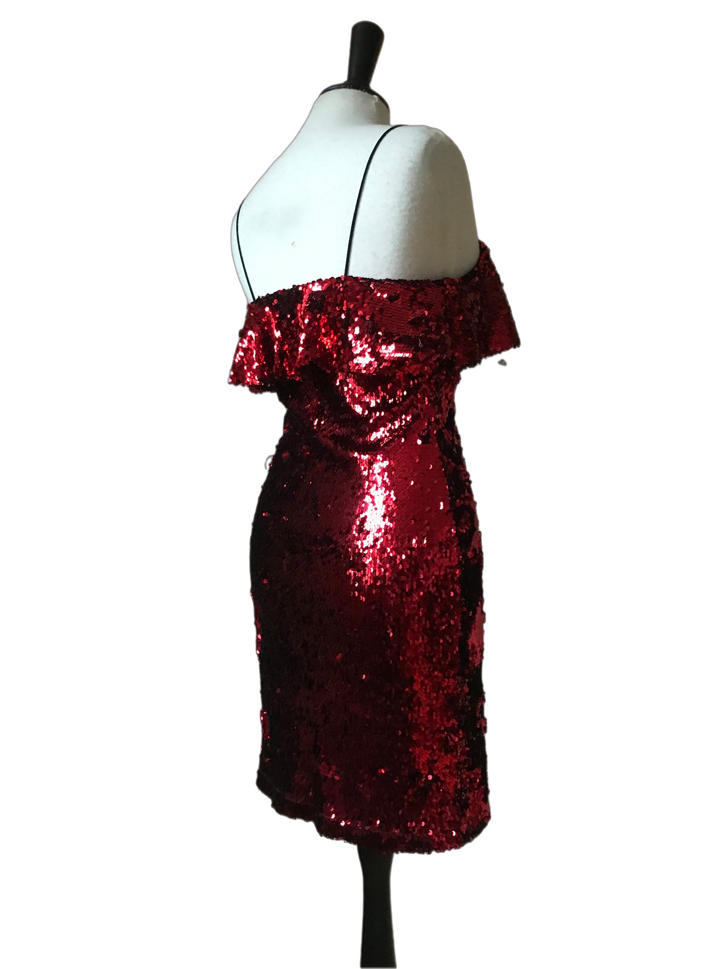 Red sequin christmas party dress