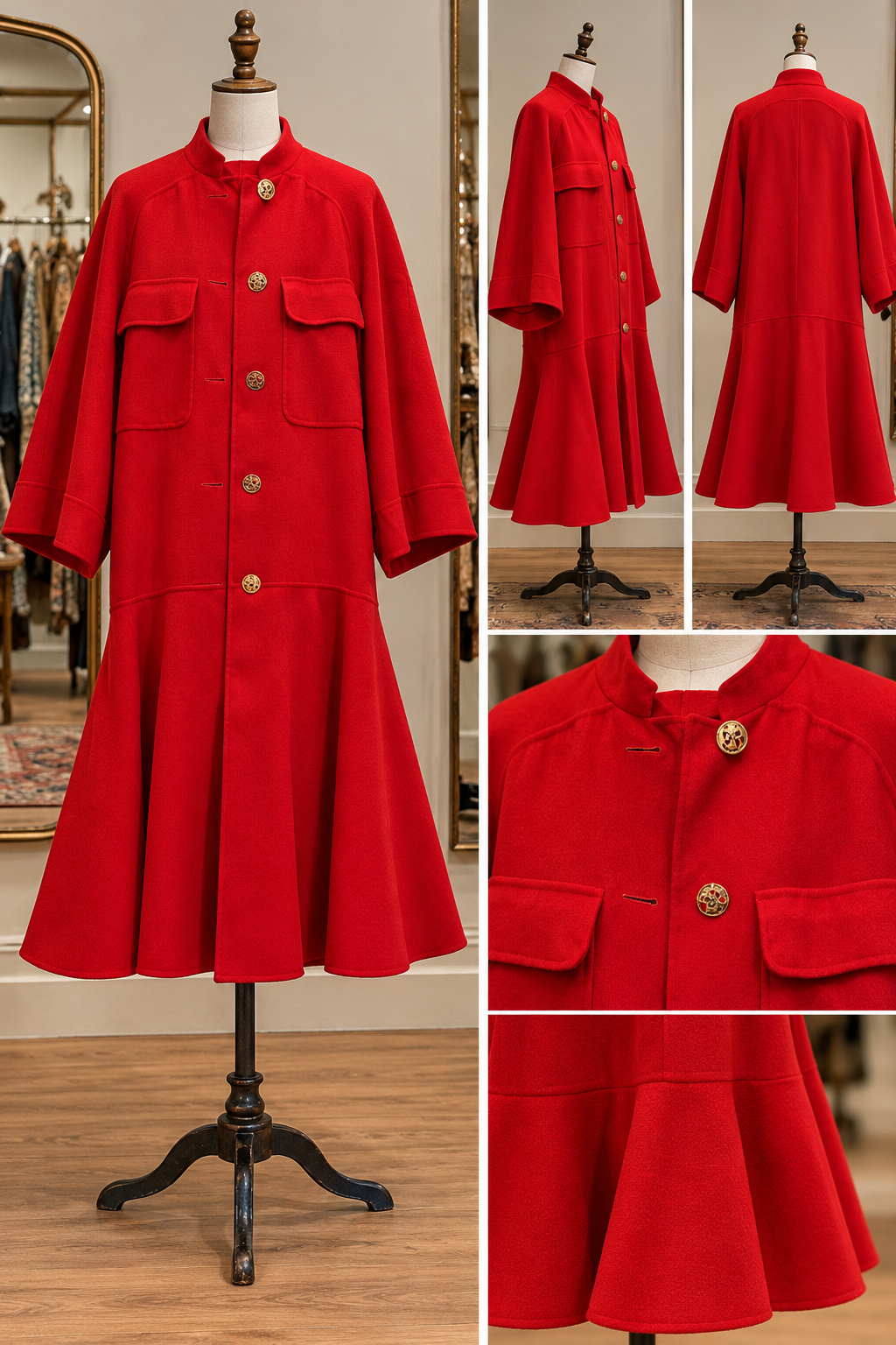 Vintage Red Wool Statement Coat – Milano (M/42)