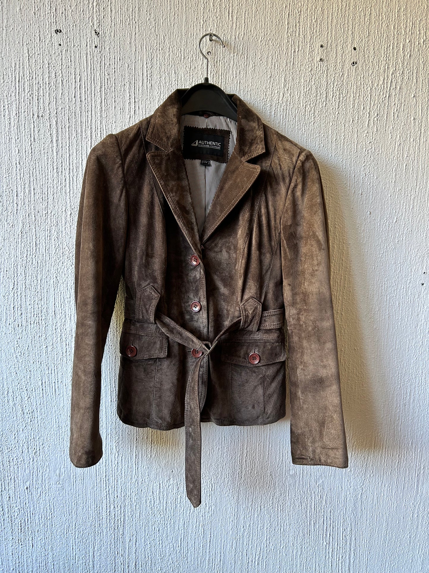 Belted suede jacket