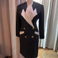 Vintage Mikael's Paris 80s Tuxedo Dress | Black & White Power Suit Dress (Size FR 1)